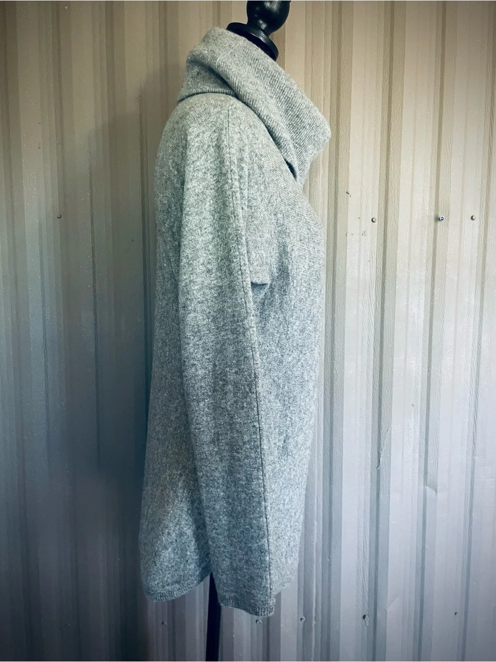 Max Studio 100% 2-ply Cashmere Sweater Grey Cowl Neck Dolman Sleeve SO SOFT sz M